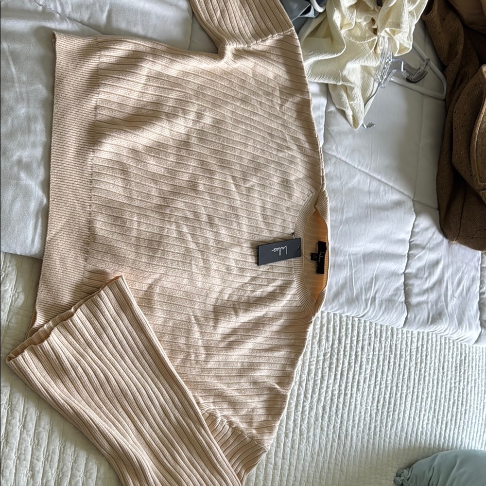 New Lulu's Cream Cozy Knit Crew Neck Sweater